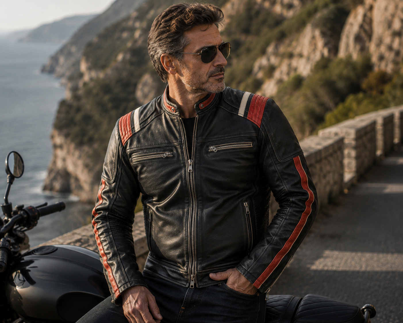 James Men's Vintage Motorcycle Leather Jacket