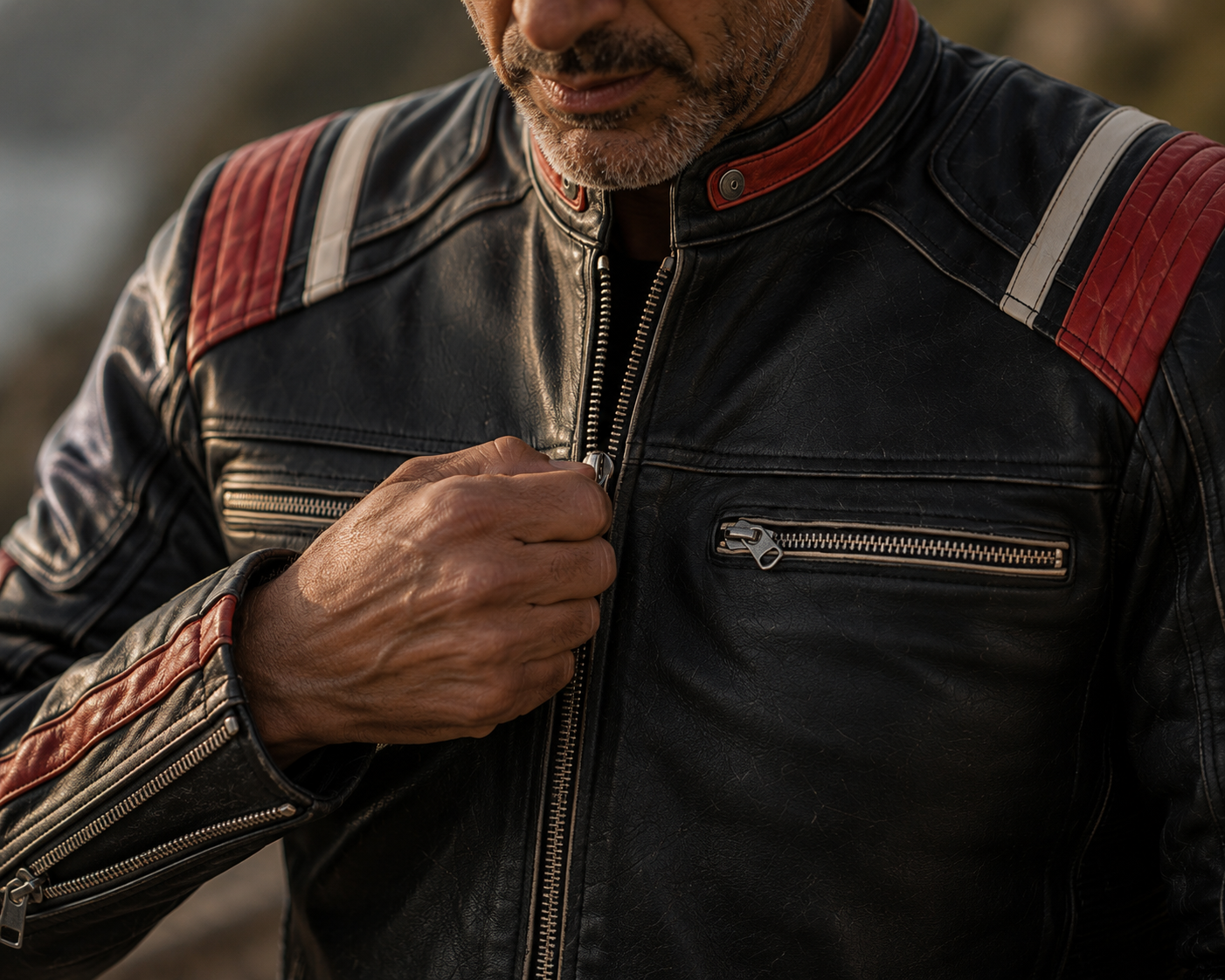 James Men's Vintage Motorcycle Leather Jacket