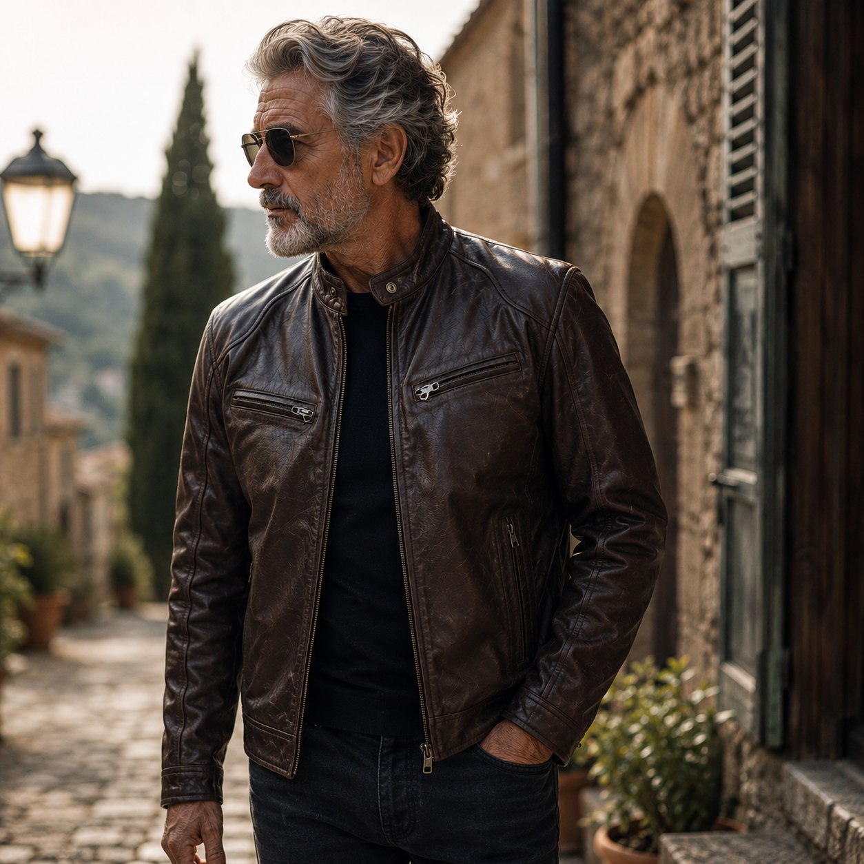Brown Moto Leather Jacket