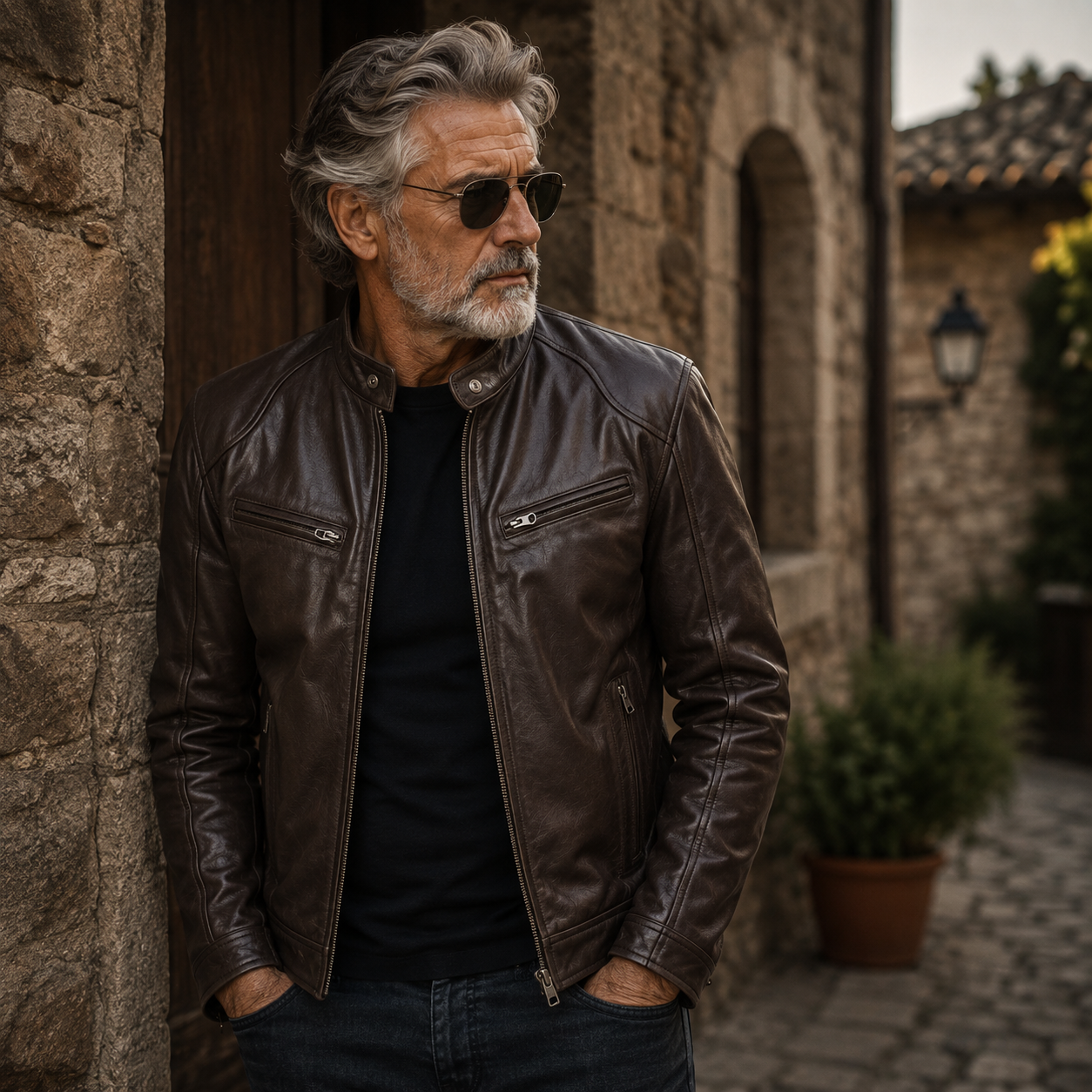 Brown Moto Leather Jacket