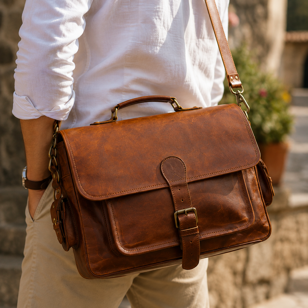 Vintage Leather Briefcase Bag