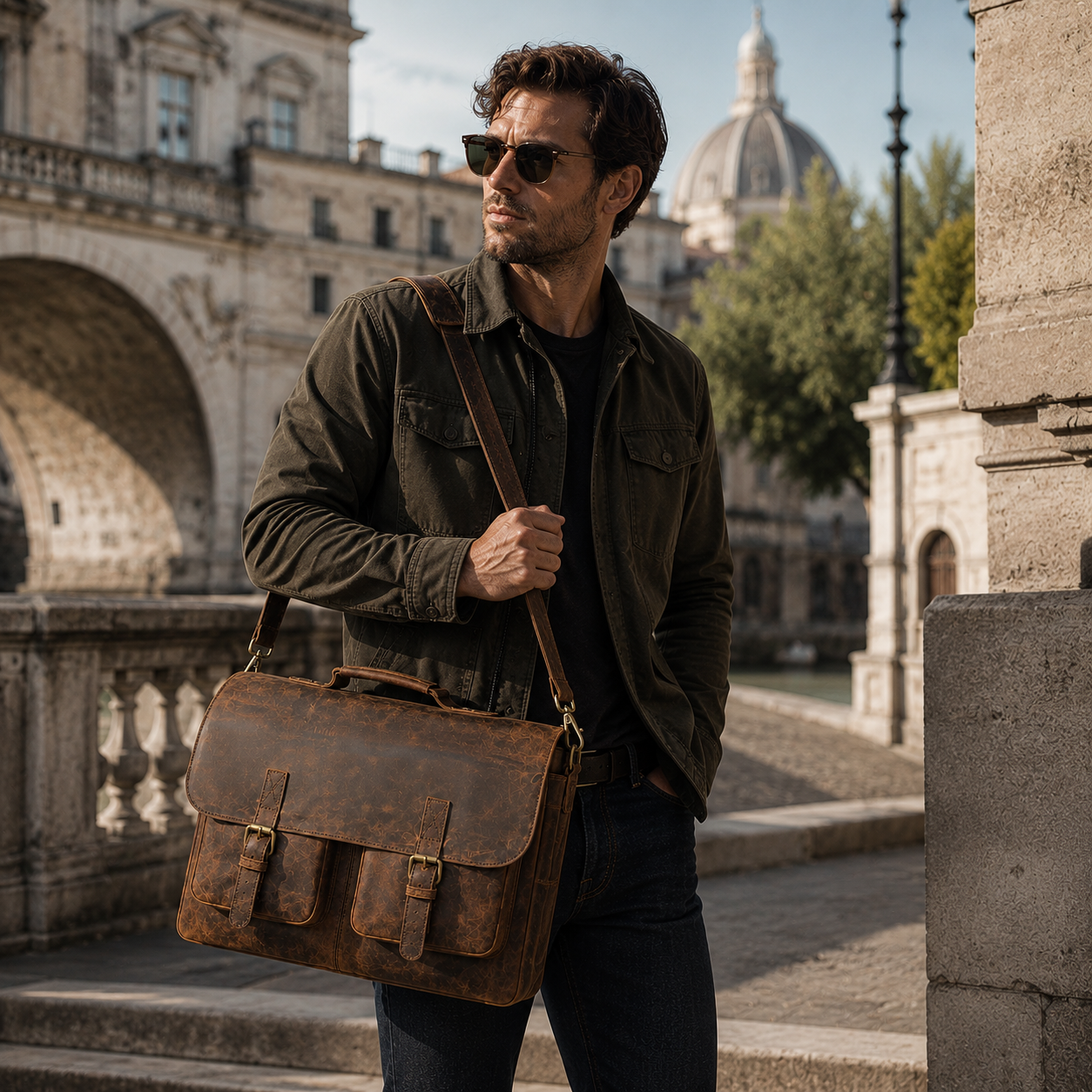 Full Grain Vintage Buffalo Leather Bag