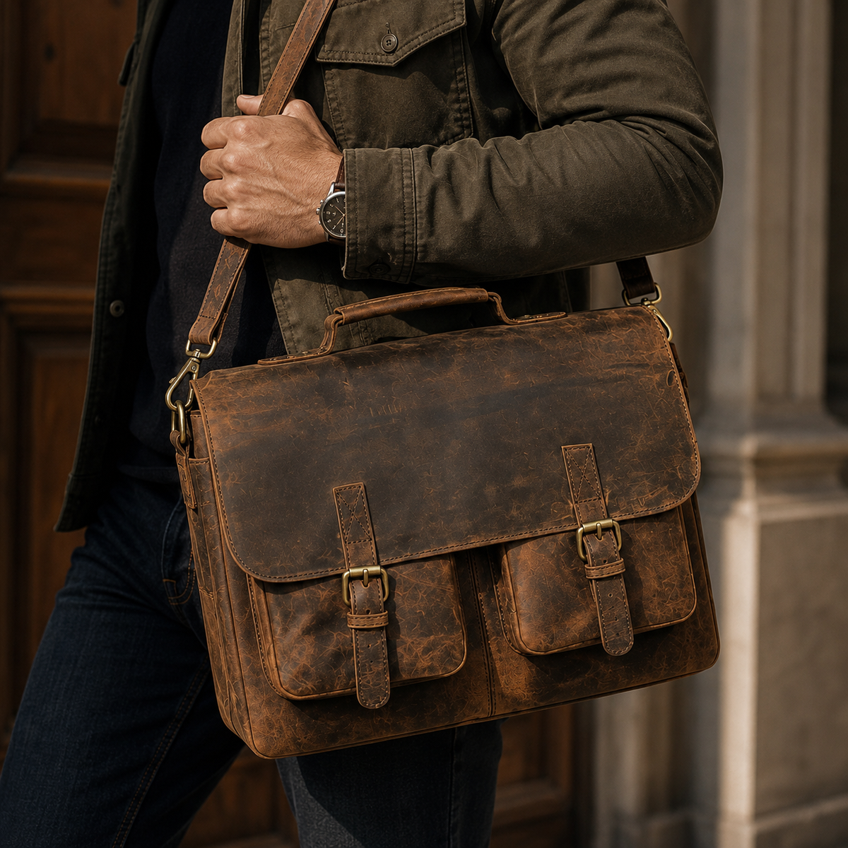 Full Grain Vintage Buffalo Leather Bag