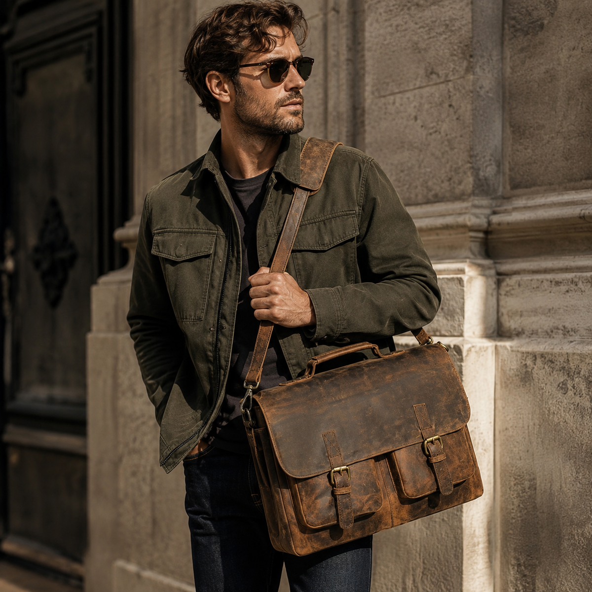 Full Grain Vintage Buffalo Leather Bag