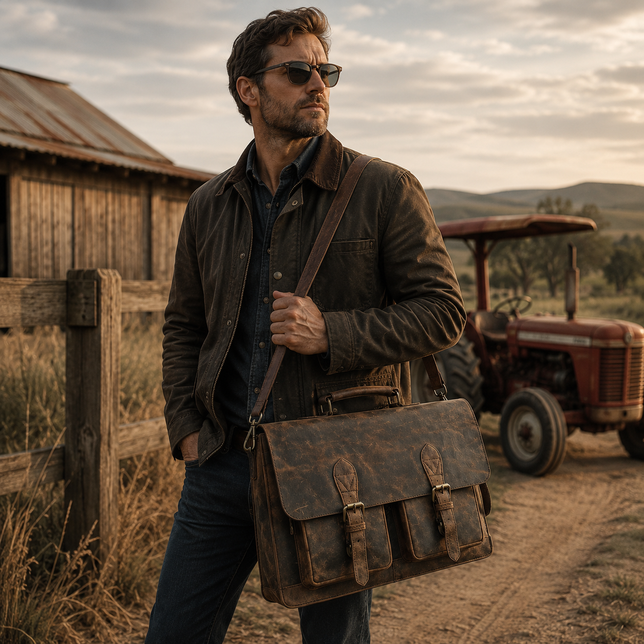 Retro Buffalo Leather Briefcase