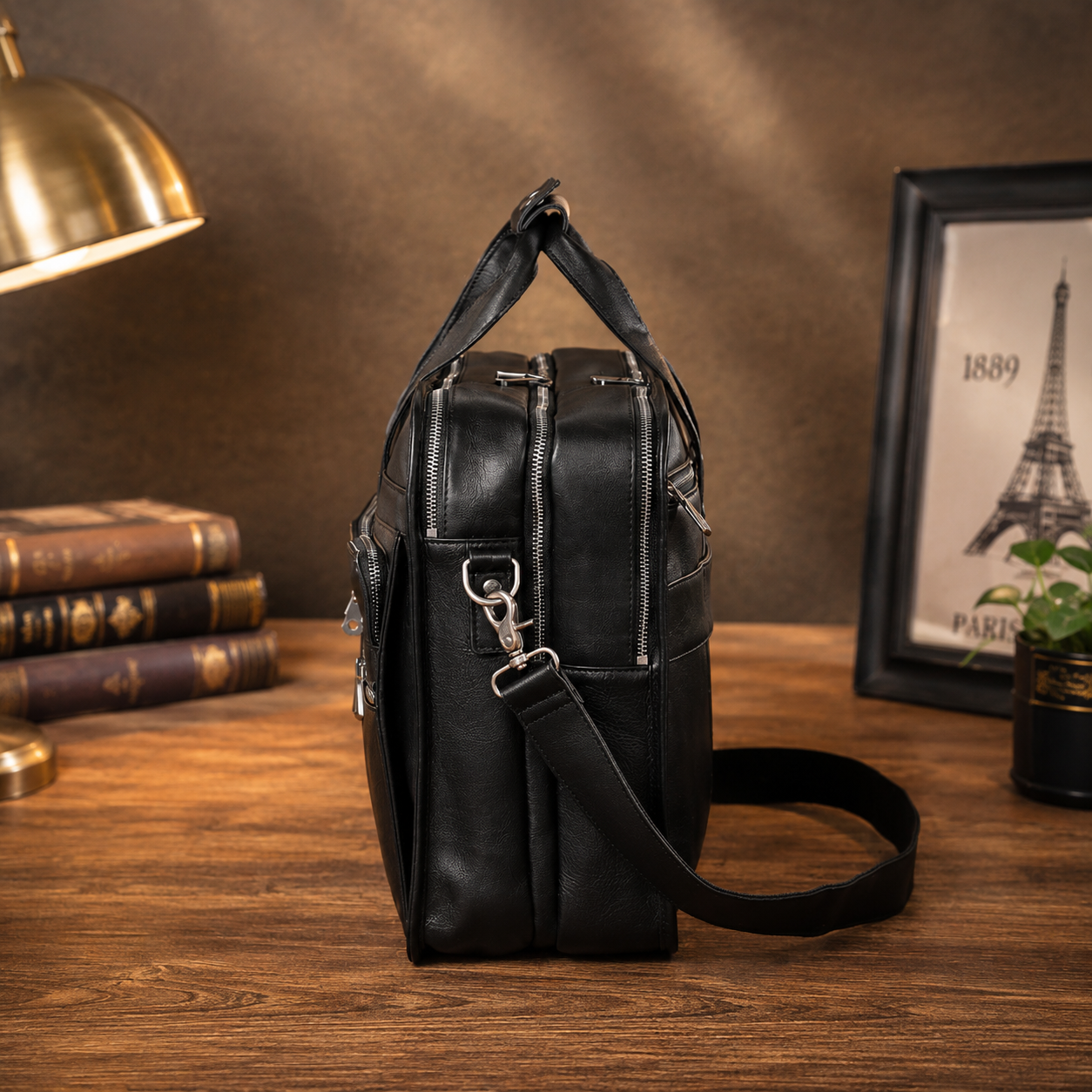 Large Full Grain Leather Laptop Briefcase