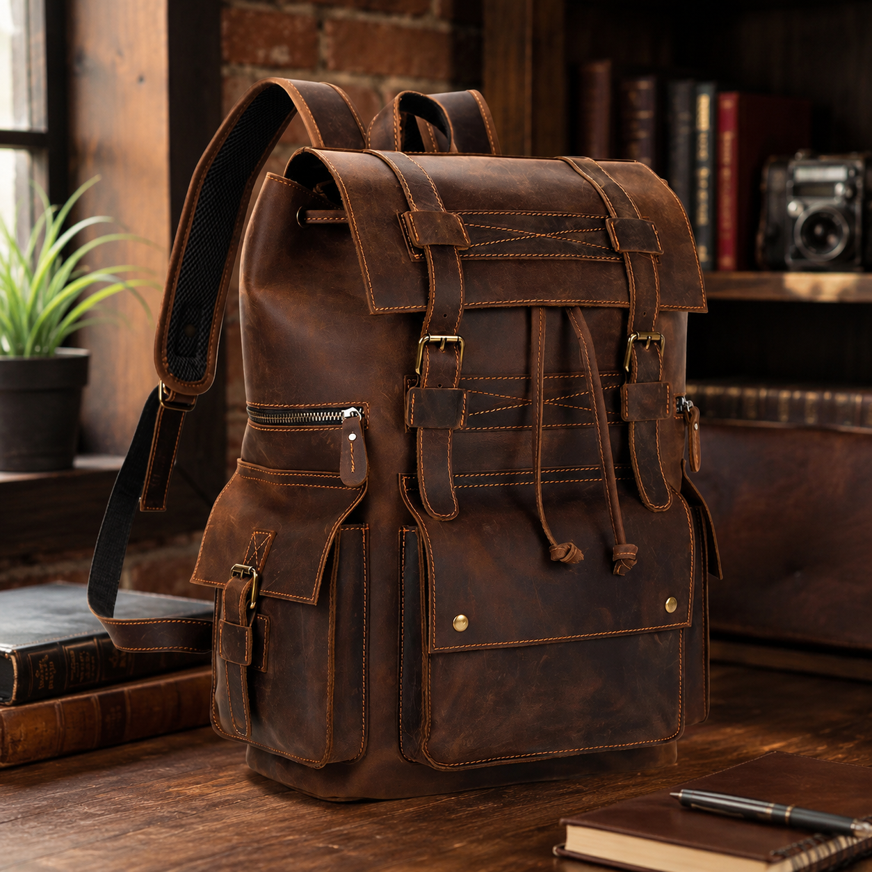 RetroRove Vintage Leather Backpack