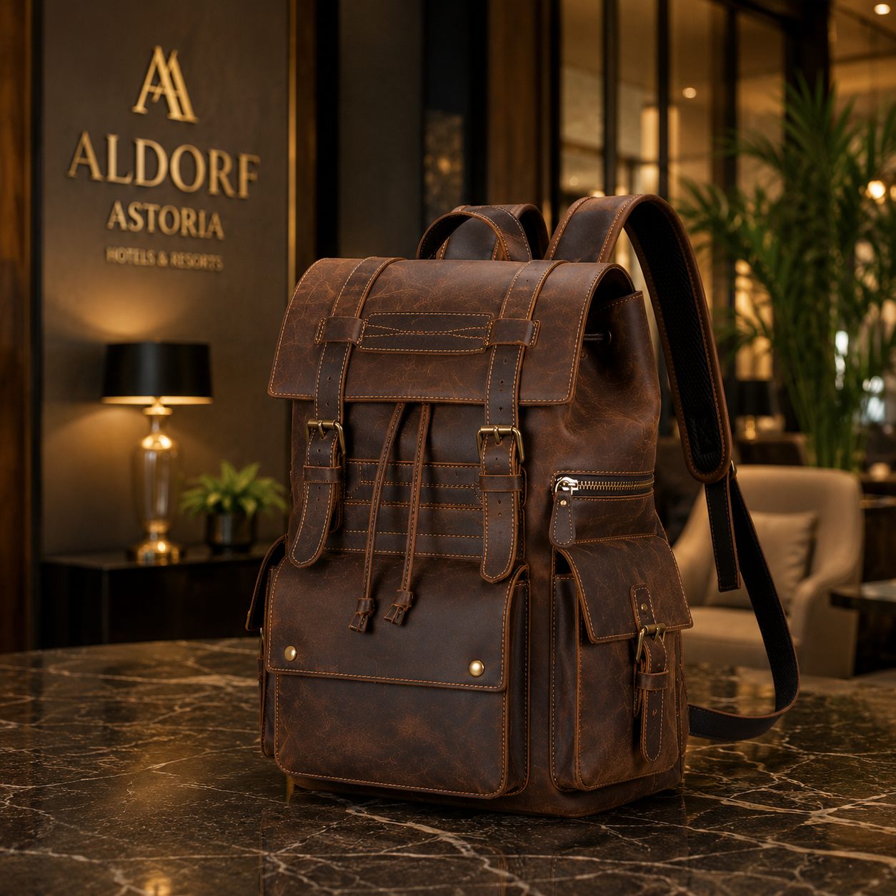 Vintage Valor Leather Laptop Backpack