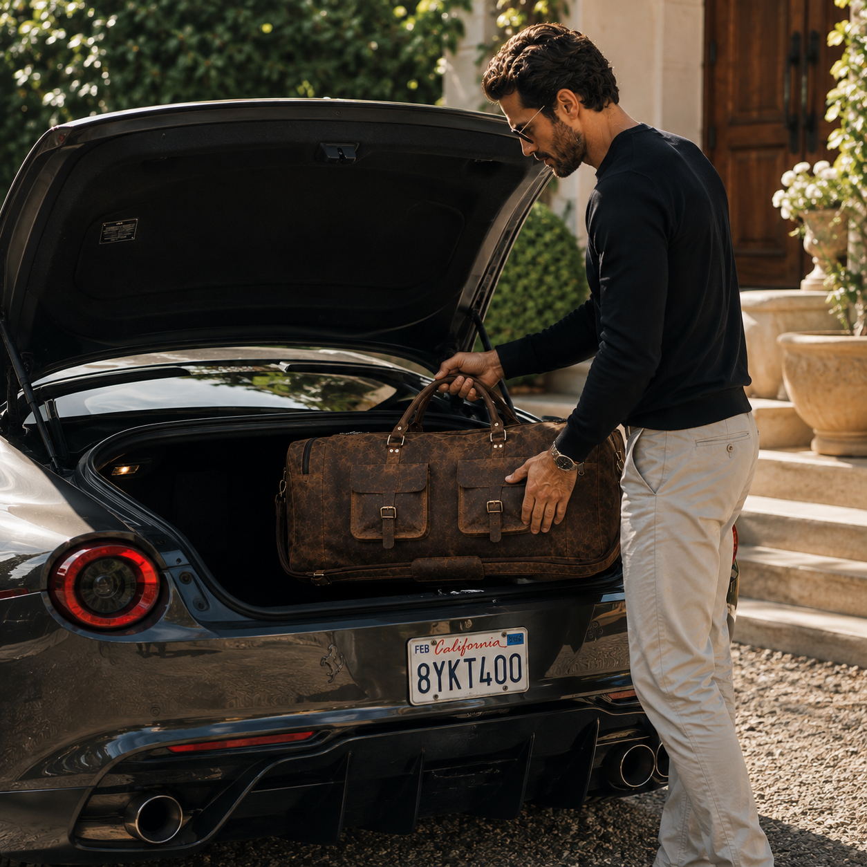 Large Hunter Buffalo Leather Duffel Bag