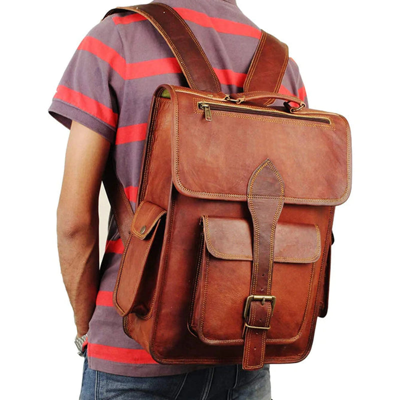 Full-Grain Leather Rustic Backpack