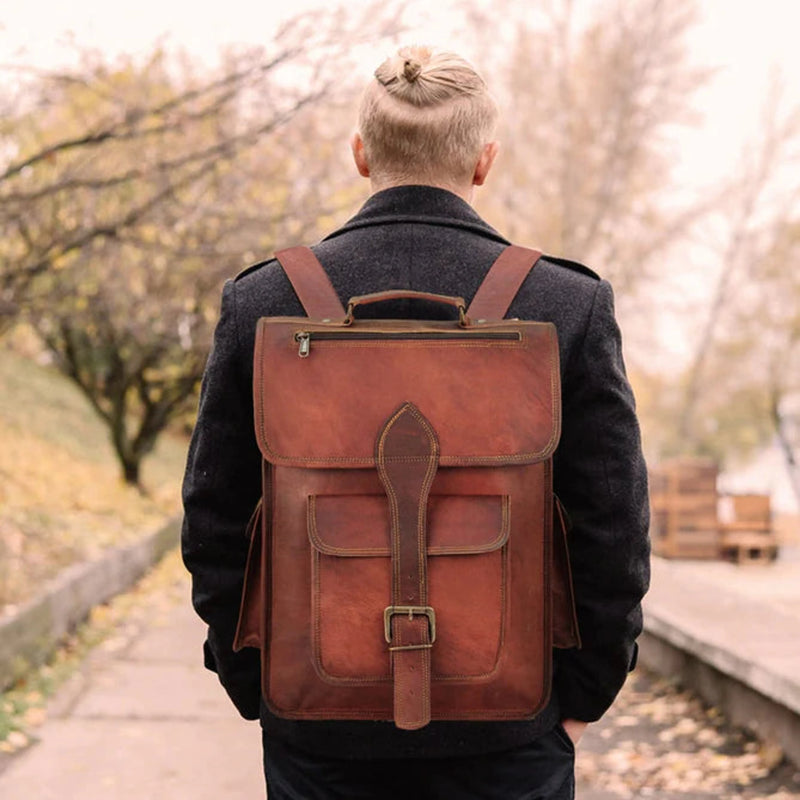 Full-Grain Leather Rustic Backpack