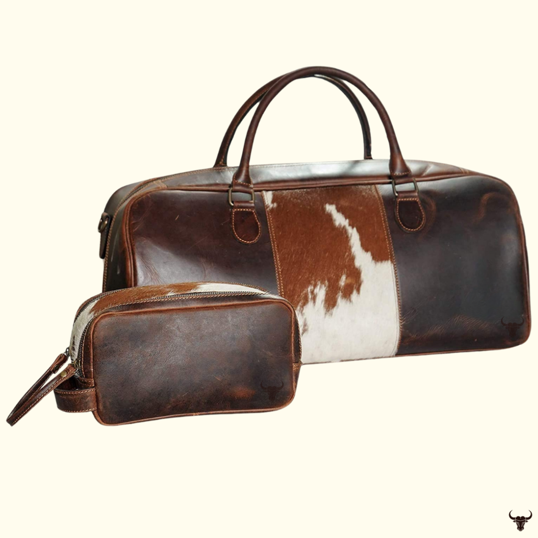 Sonora Cow Fur & Leather Duffel Set