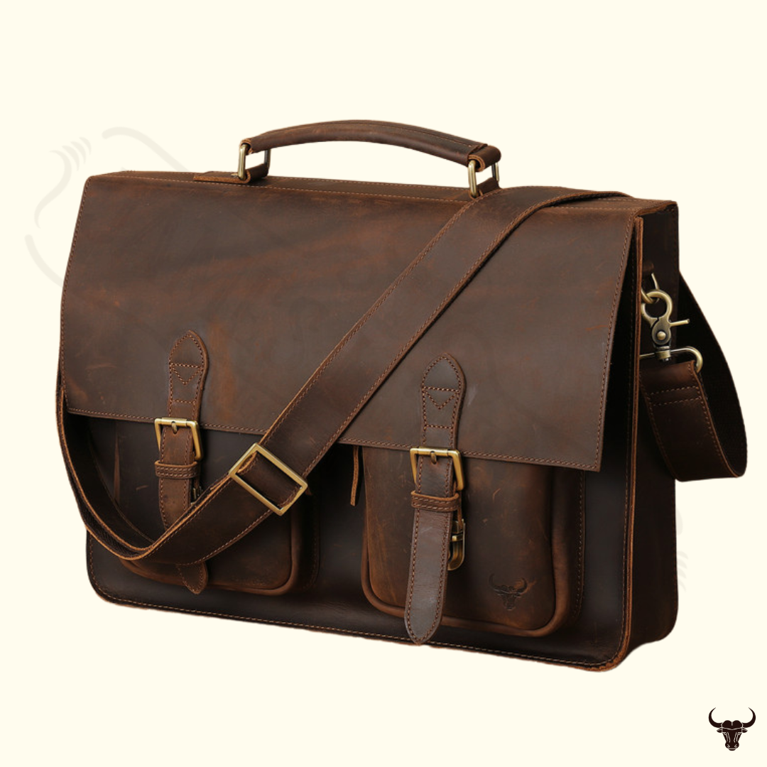 Crazy Horse Cowhide Leather Briefcase