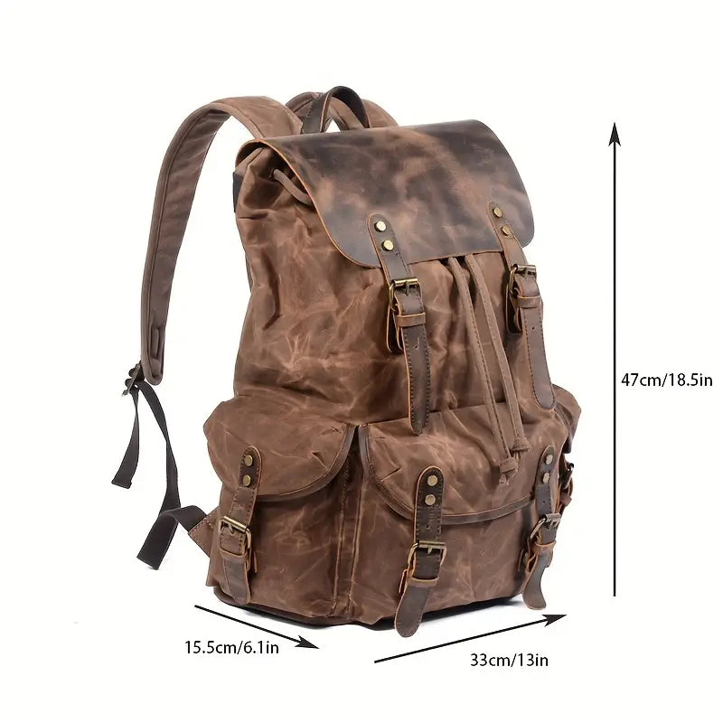 Canyon Adventure Canvas Leather Backpack