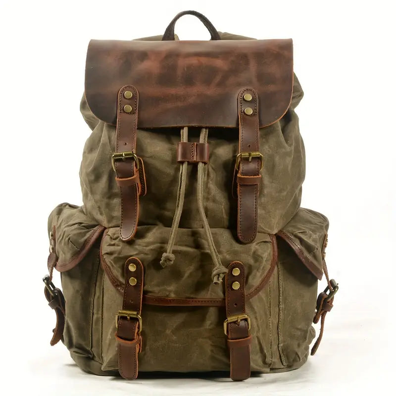 Canyon Adventure Canvas Leather Backpack