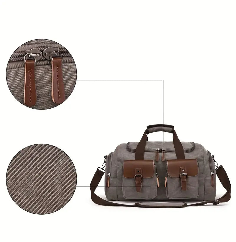 Heritage Large Canvas Leather Travel Duffle Bag