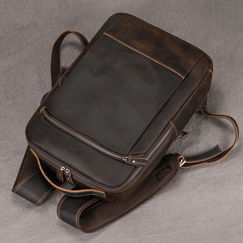 Vintage Valor Leather Laptop Backpack