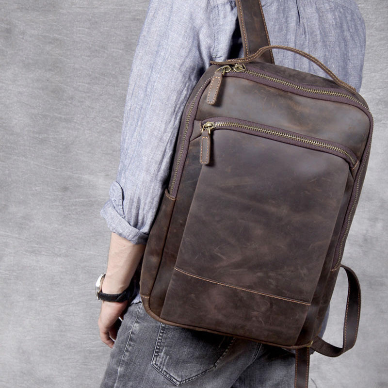 Vintage Valor Leather Laptop Backpack