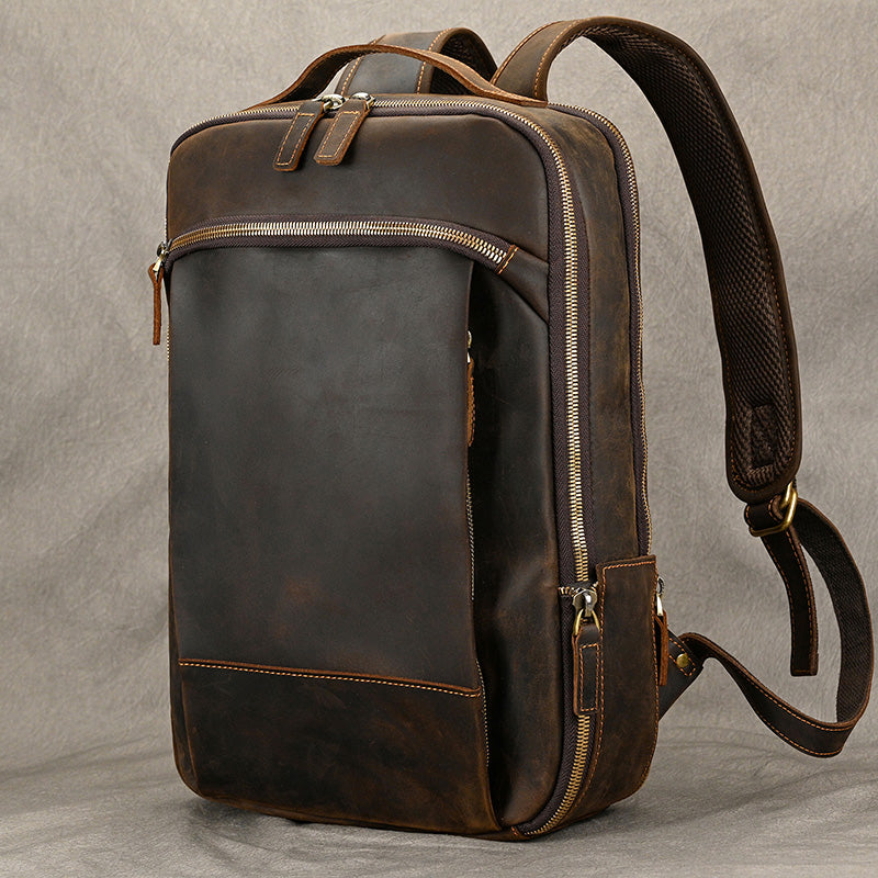 Vintage Valor Leather Laptop Backpack