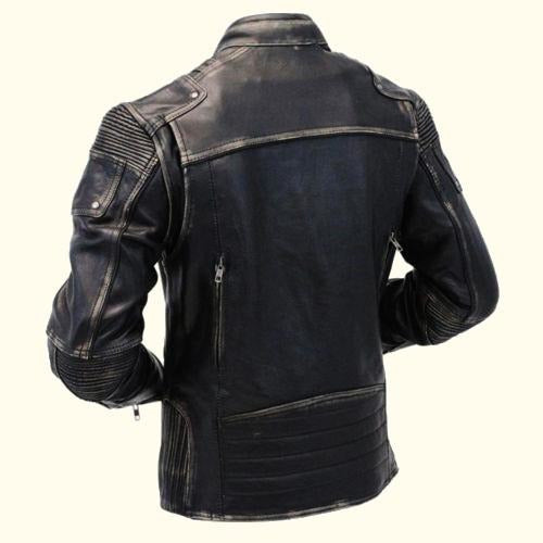 Distressed Leather Biker Jacket