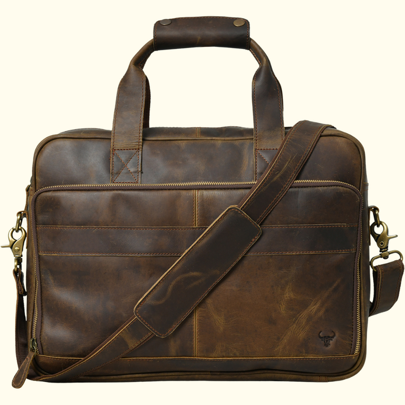 Cleveland Leather Business Laptop Bag - Vintage Oak