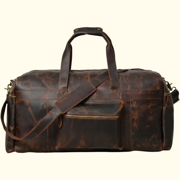 Buy Leather Villa Leather 8 Cms Travel Duffle(LV 22-24_ Black) at