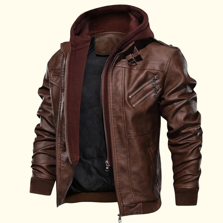 Clinton Hooded Leather Jacket