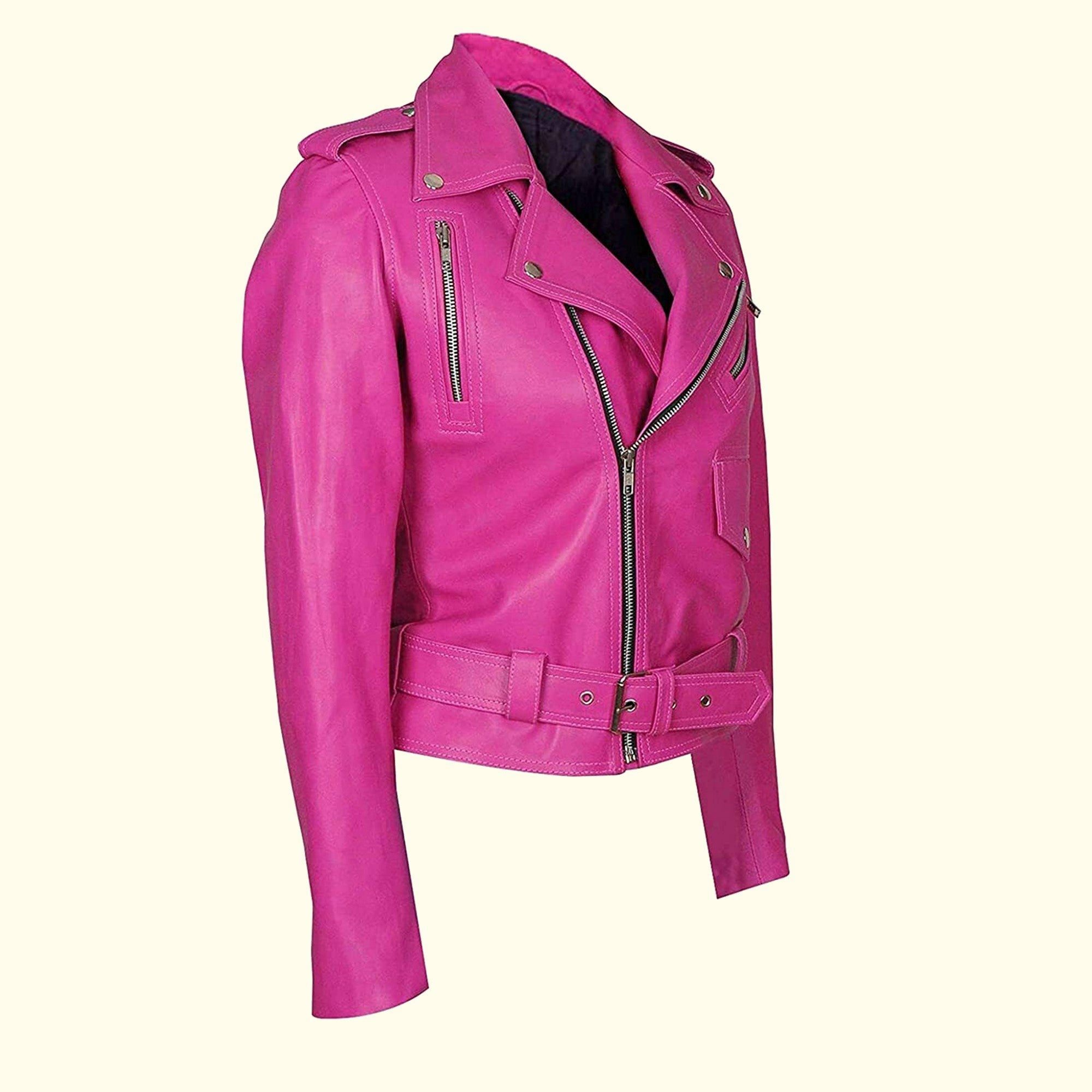 Sophie Pink Cafe Women Leather Jacket