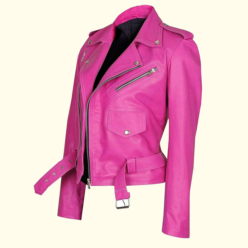 Sophie Pink Cafe Women Leather Jacket
