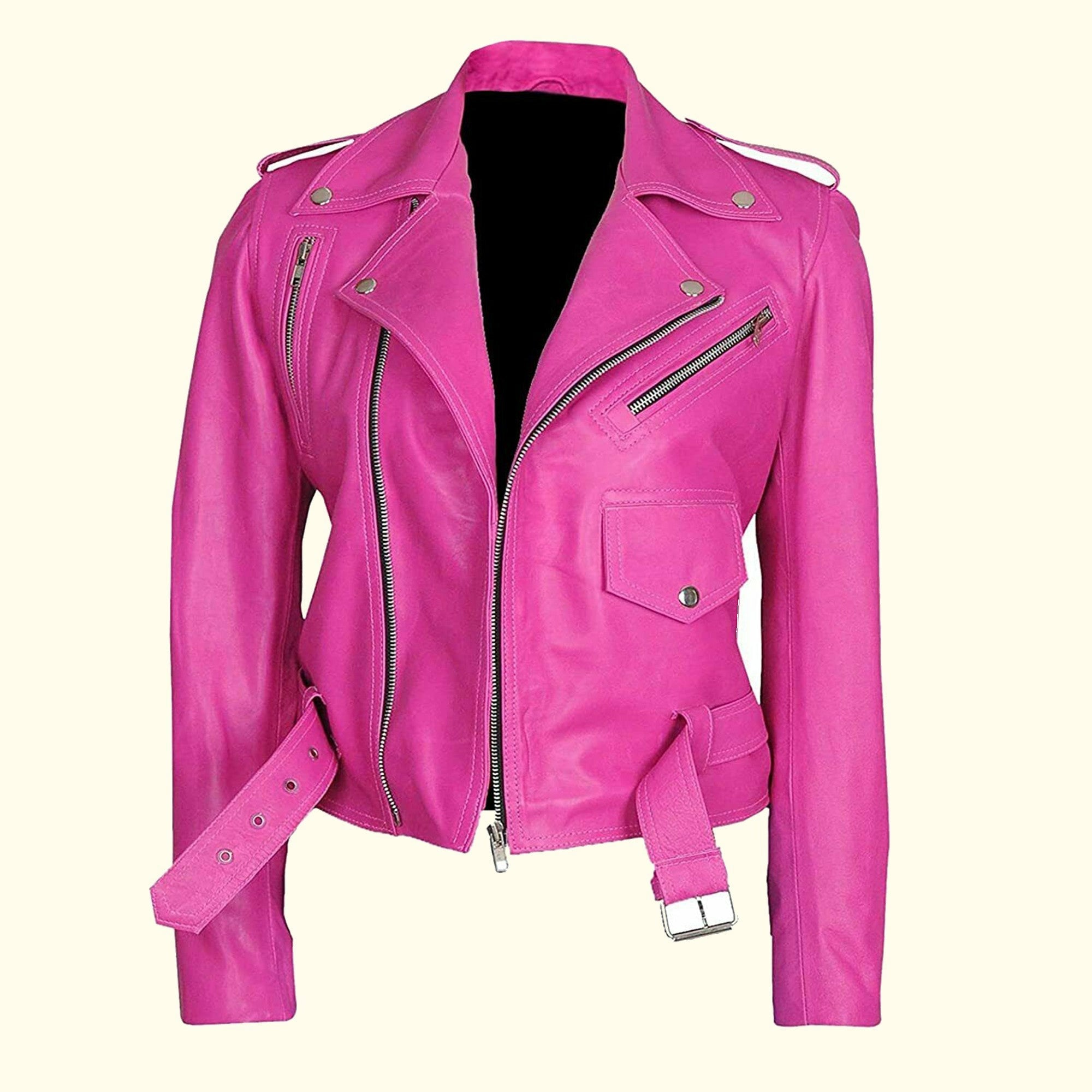 Sophie Pink Cafe Women Leather Jacket