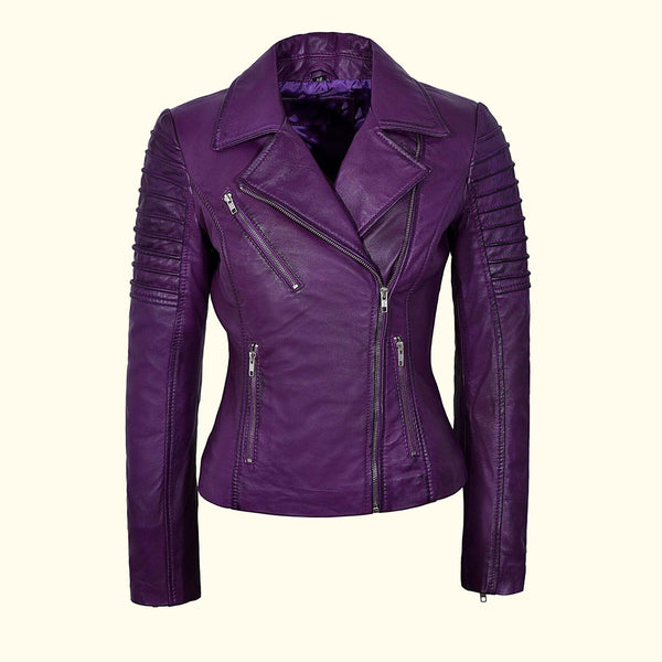 Annie Classic Purple Leather Jacket
