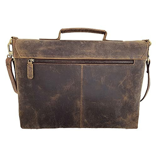 KomalC 18 Inch Leather briefcase Laptop Messenger Bags for Men and Women Best Office School College Satchel Bag (Messenger Bag)