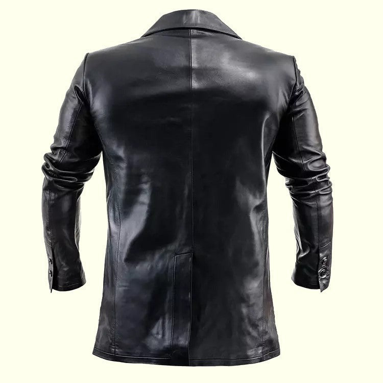 Genuine leather coat (long) blazer