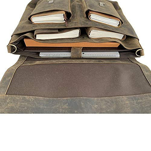 Leather Messenger Book Bag for Laptop & iPad, USA Made | Col. Littleton