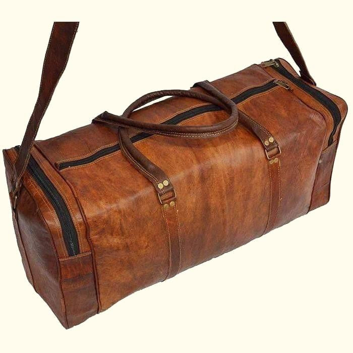 Handmade Vintage Leather Duffel Bag - Large