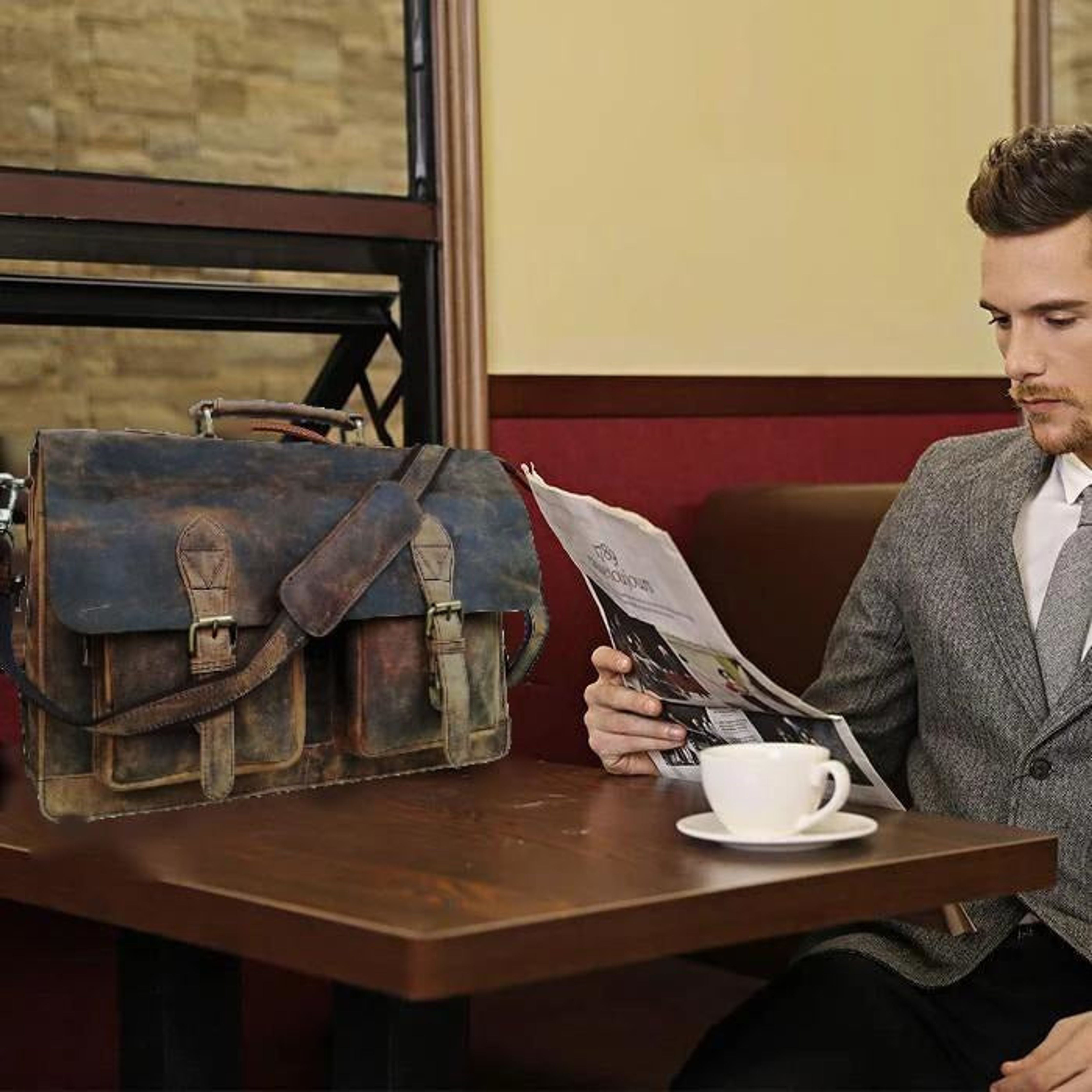 Retro Buffalo Leather Briefcase
