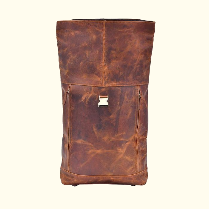 Vintage Roll Up Buffalo Leather Backpack - Brown