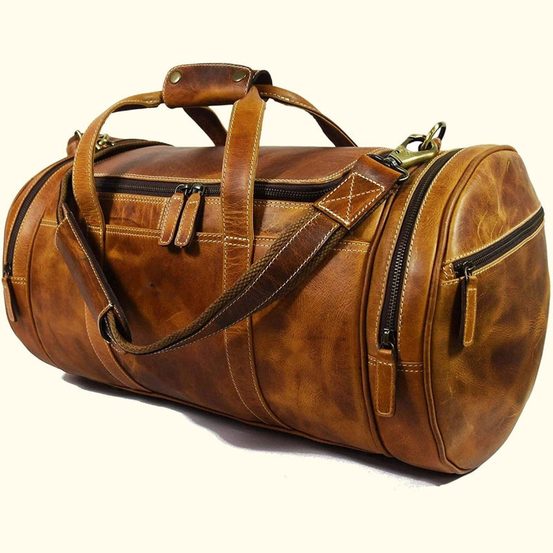 Barrel Travel Weekend Leather Duffel Bag