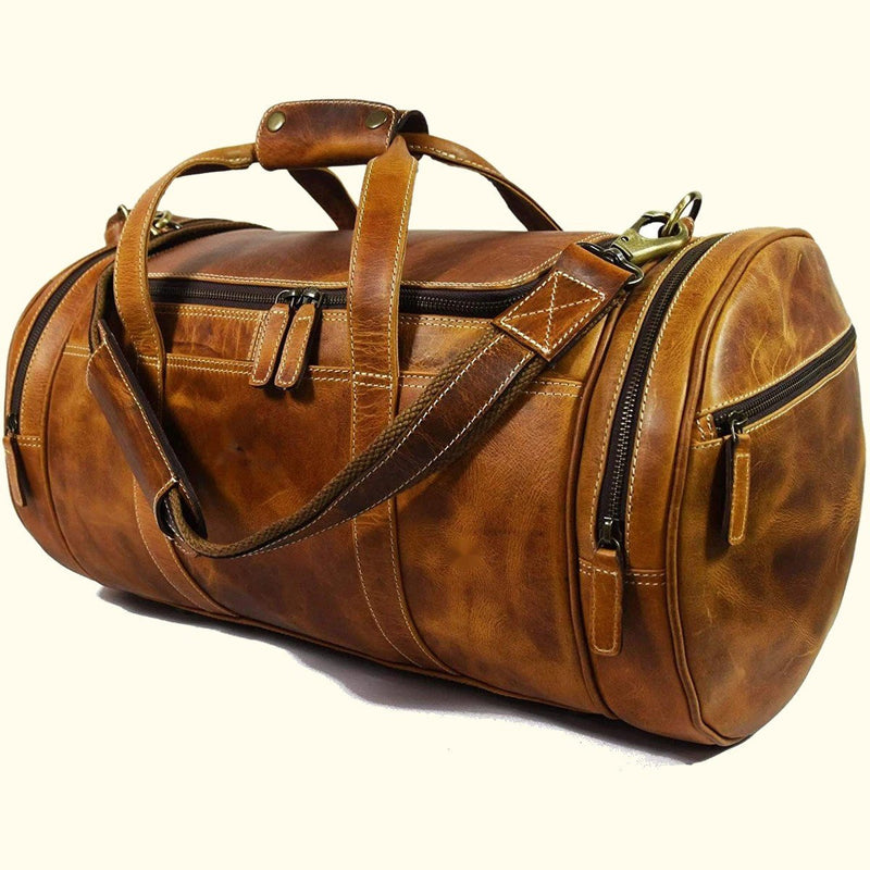 Leather barrel duffel bag Clearance