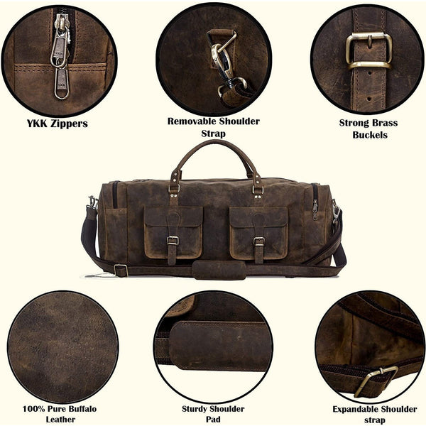 Large Hunter Buffalo Leather Duffel Bag | James Leather