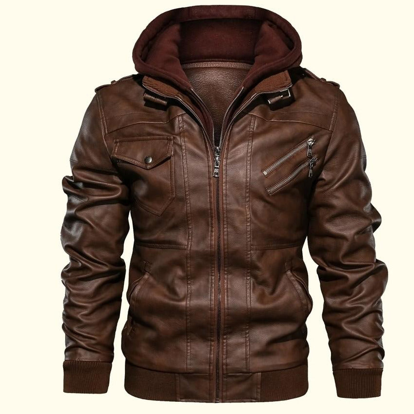 Clinton Hooded Leather Jacket