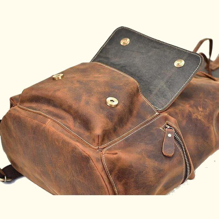 16" Crazy Horse Water Buffalo Leather Backpack