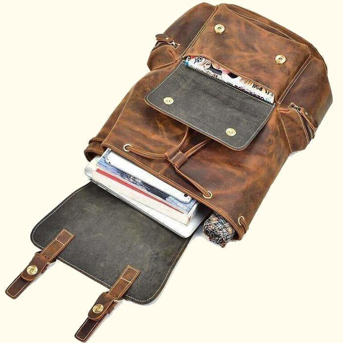 16" Crazy Horse Water Buffalo Leather Backpack