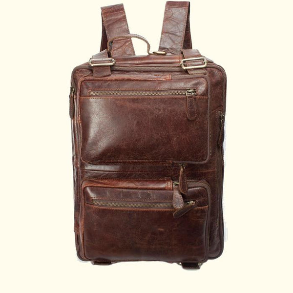 Large Convertible Buffalo Leather Backpack/Briefcase