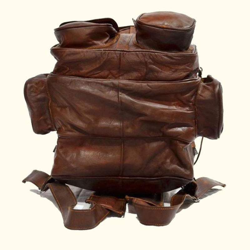 Large Vintage Leather Travel Rucksack Bag