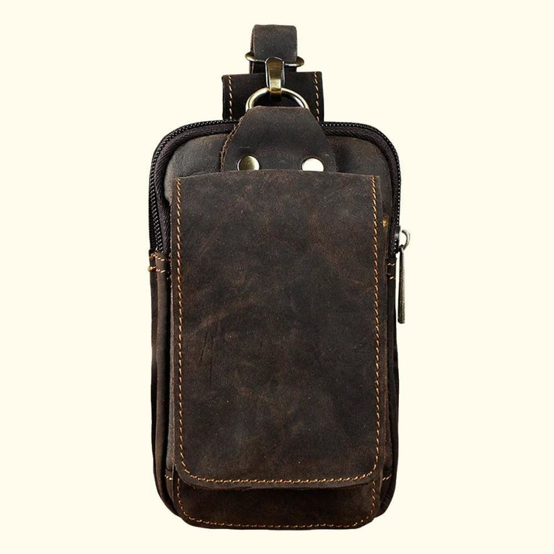 Cowhide Leather Belt Pouch Waist Bag