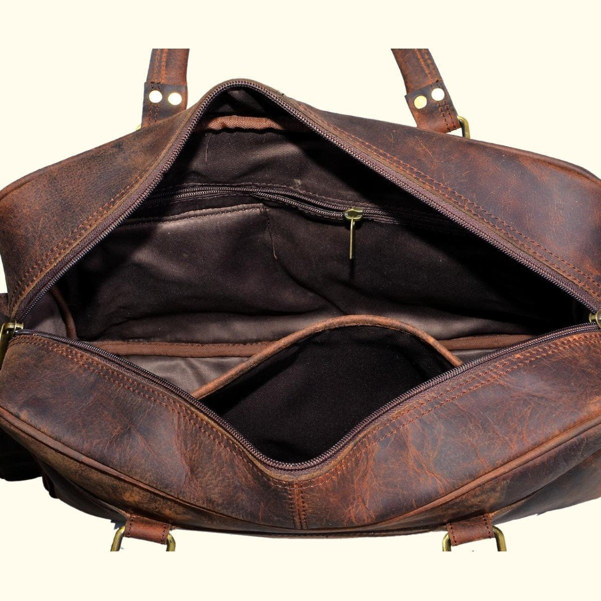 Retro Buffalo Leather Captain Briefcase - Vintage Oak