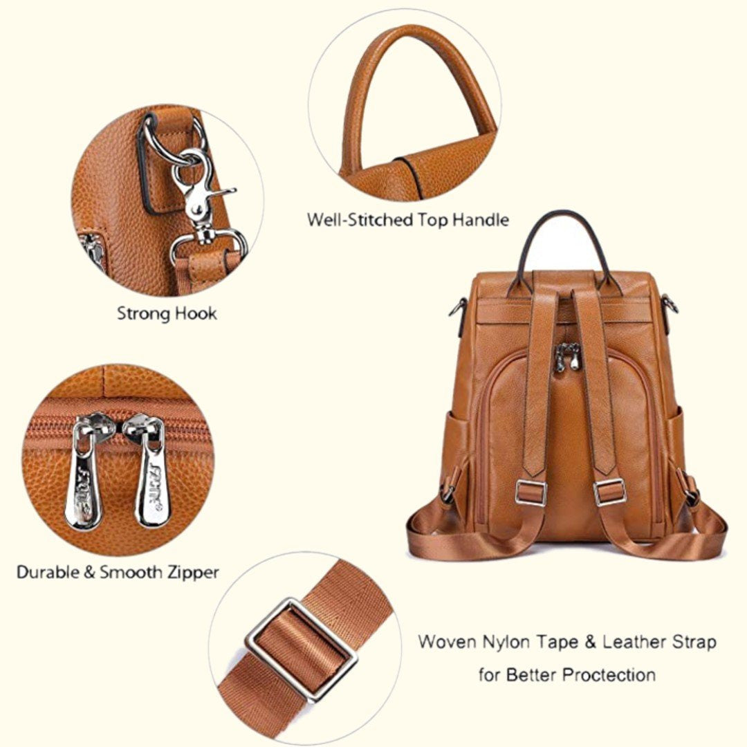 Casual Women Soft Leather Backpack