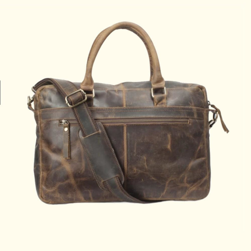 Distressed Cowhide Leather One Pocket Briefcase