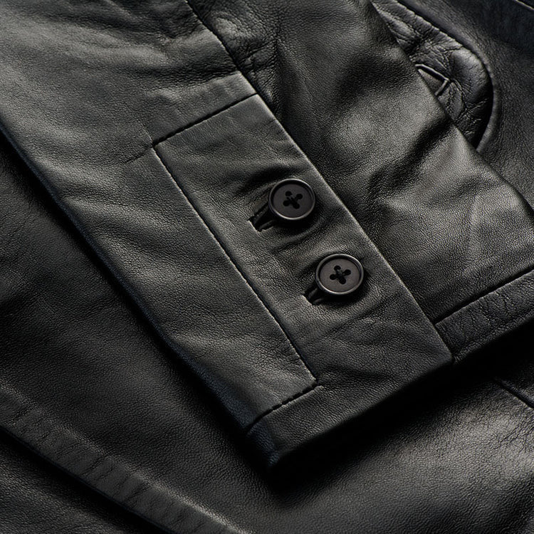 Genuine leather coat (long) blazer